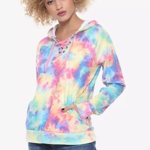 ✌️🌈 5XL RAINBOW PASTEL NEON LACE UP HOODIE 🌈 ✌️